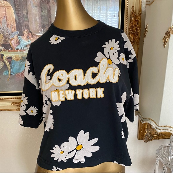 Coach Floral Cropped Signature Script T Shirt - Picture 6 of 12